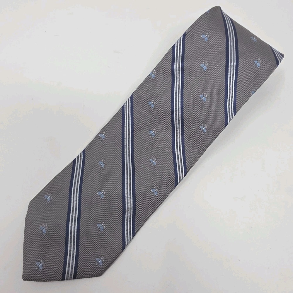 Brooks Brothers Tie Mens Gray Blue Striped Silk Woven Classic Designer